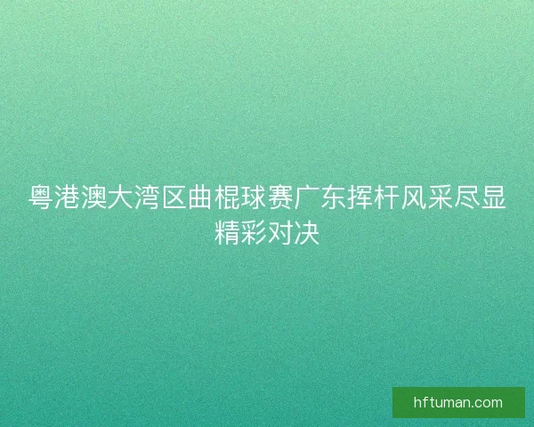 粤港澳大湾区曲棍球赛广东挥杆风采尽显精彩对决