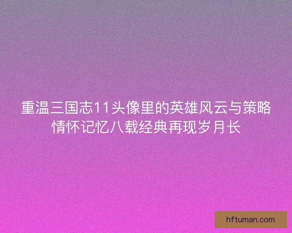 重温三国志11头像里的英雄风云与策略情怀记忆八载经典再现岁月长